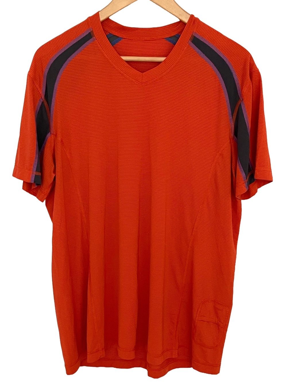Lululemon Metal Vent Tech V-Neck Short Sleeve Orange / Purple XL